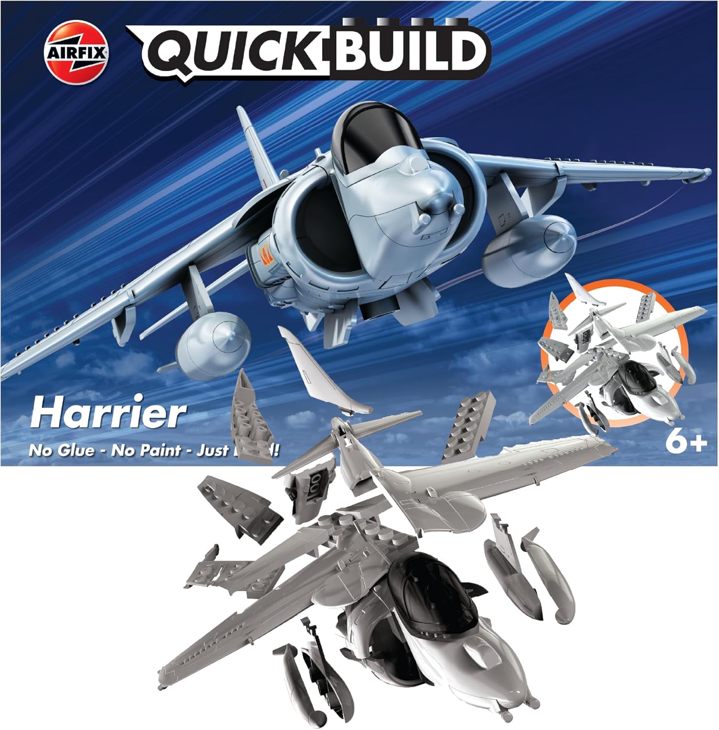 Airfix Quickbuild Harrier – Kit de modelado de plástico, color gris
