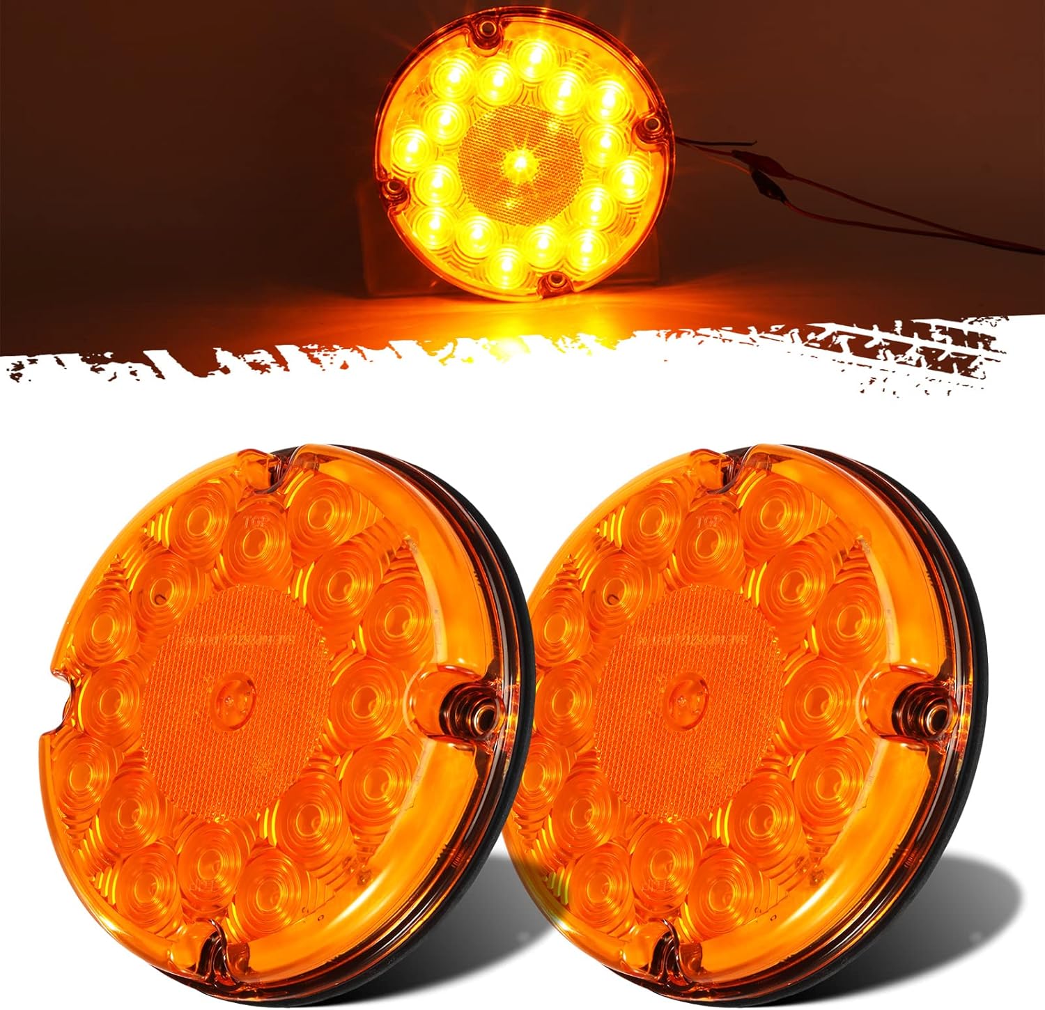 Partsam 2 luces traseras LED redondas de 7 pulgadas para remolque, 17 luces LED impermeables para estacionamiento, luces intermitentes con juntas