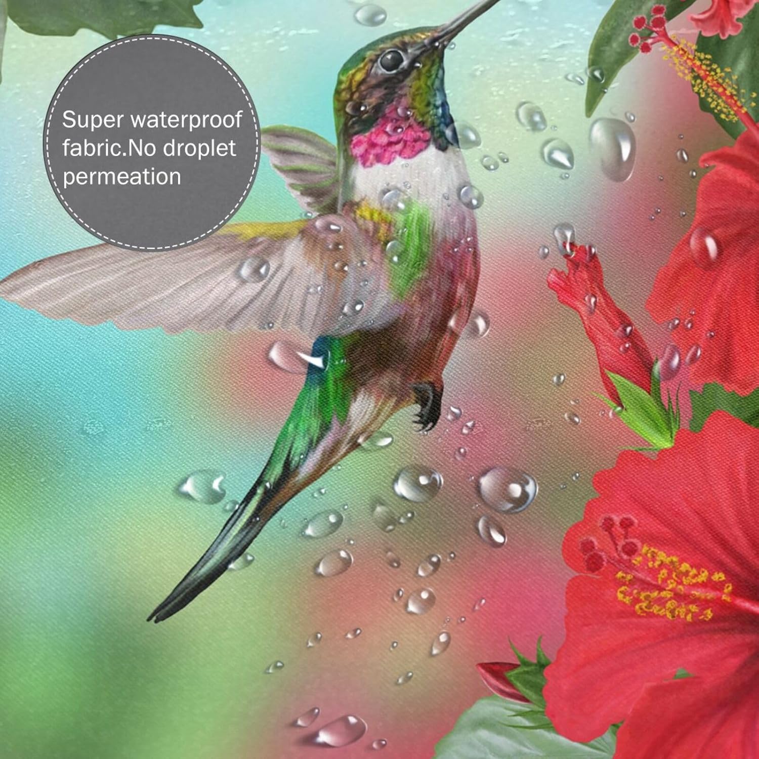 Hummingbird – Cortina de ducha de plástico de 72 x 72 pulgadas, cortinas de ducha extra largas para baño, juego de cortinas de baño con ganchos,