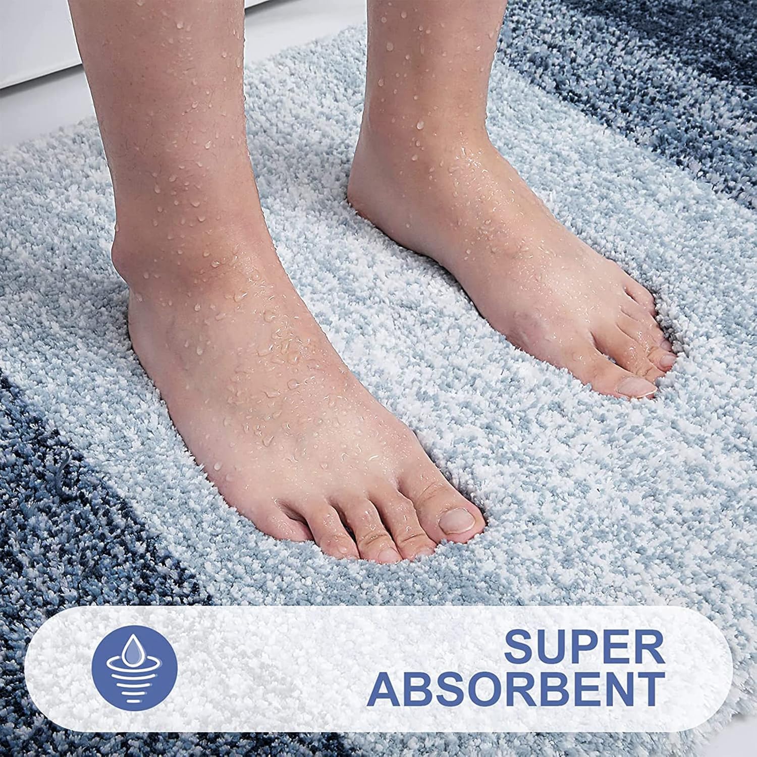 OLANLY Juego de 2 alfombras de baño y alfombras de baño ombré, tamaño 36 x 24 pulgadas y juego de alfombras de baño 30 x 20 + 24 x 20 pulgadas,