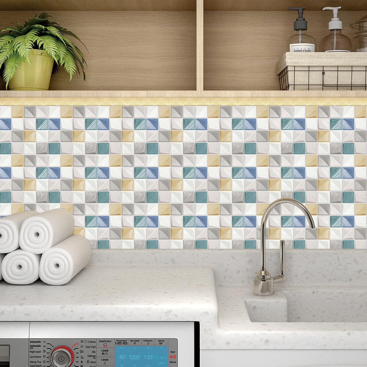 20 calcomanías para azulejos en muro para despegar y pegar, 4 x 4 pulgadas (3.9 x 3.9 in), decoración marroquí, autoadhesivas, impermeables, para