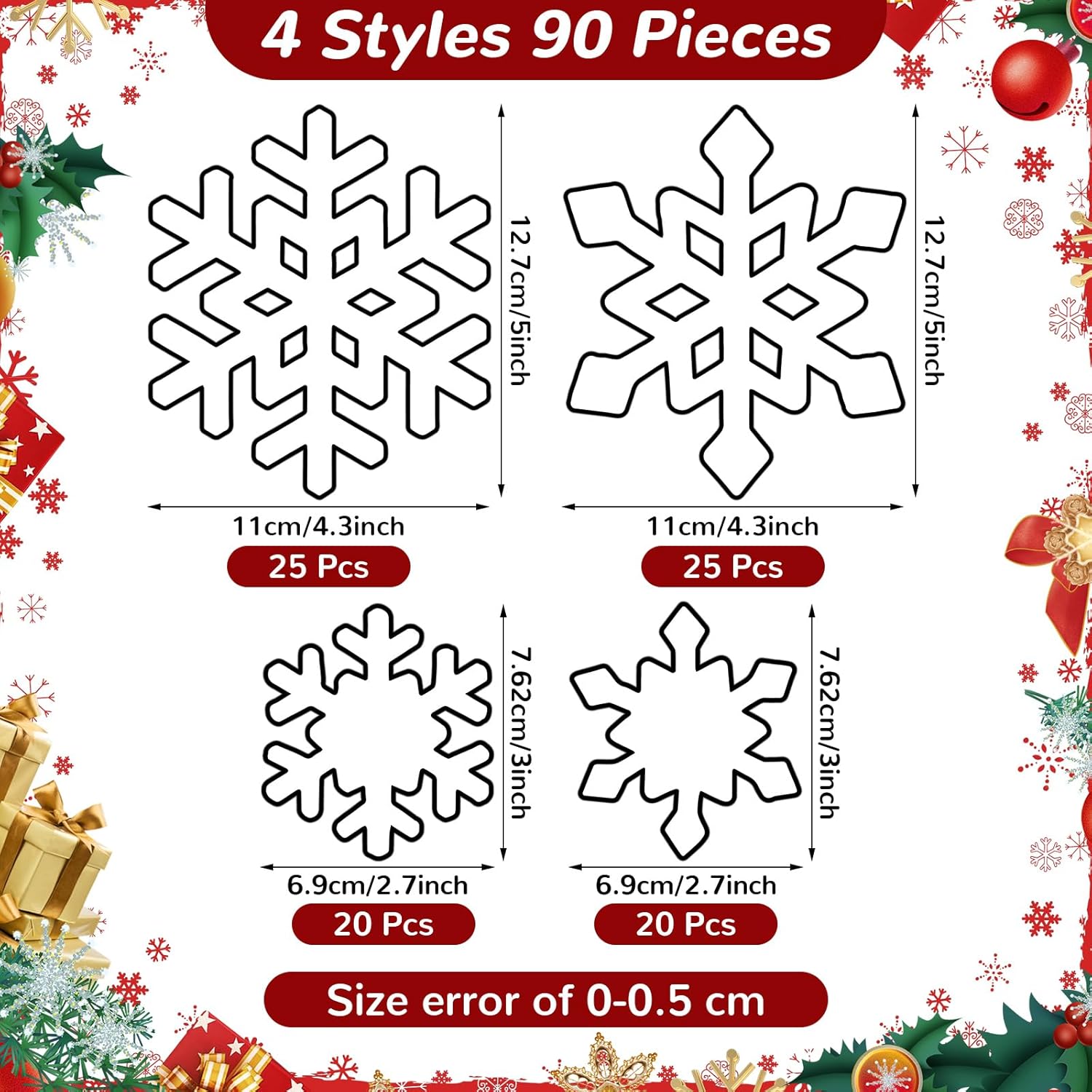 90 piezas de copos de nieve de invierno, decoración de tablón de anuncios para aula, estilo surtido, invierno, Navidad, copo de nieve blanco,