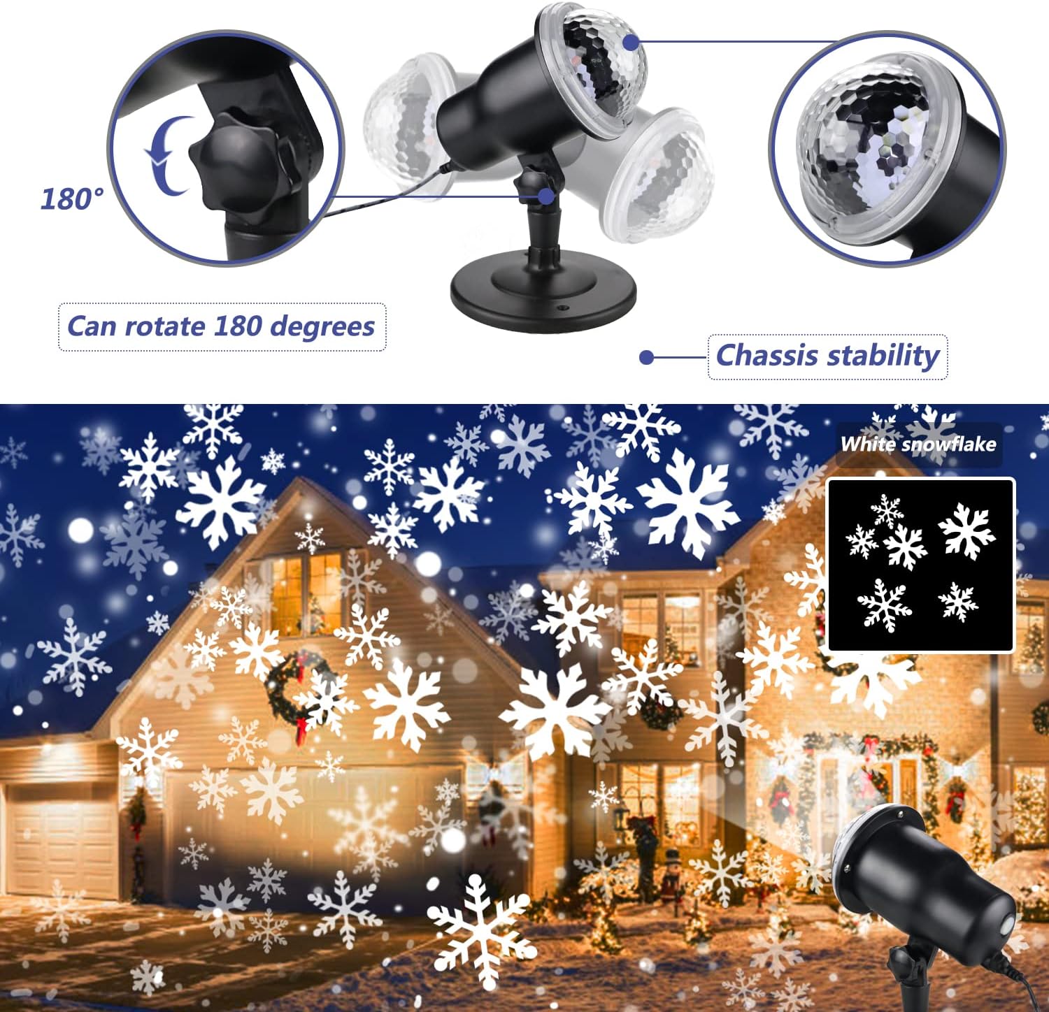 Proyector de luz de Navidad para exteriores, luces de proyector de copo de nieve para interiores, luces navideñas con control remoto, lámpara LED