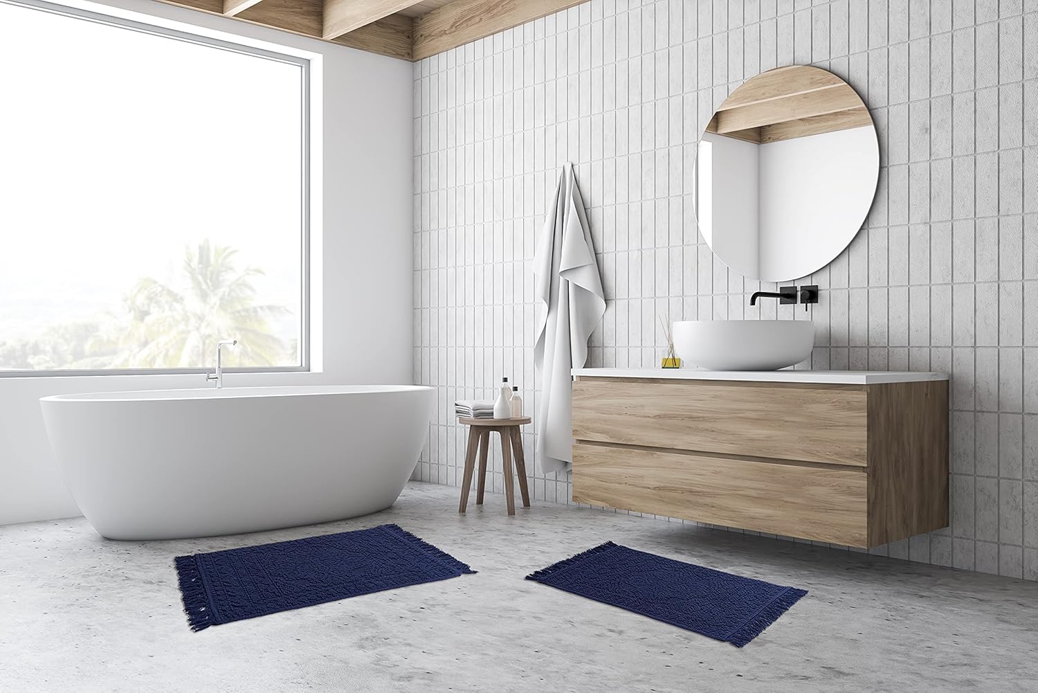 French Connection – Alfombra Nellore de baño con flecos