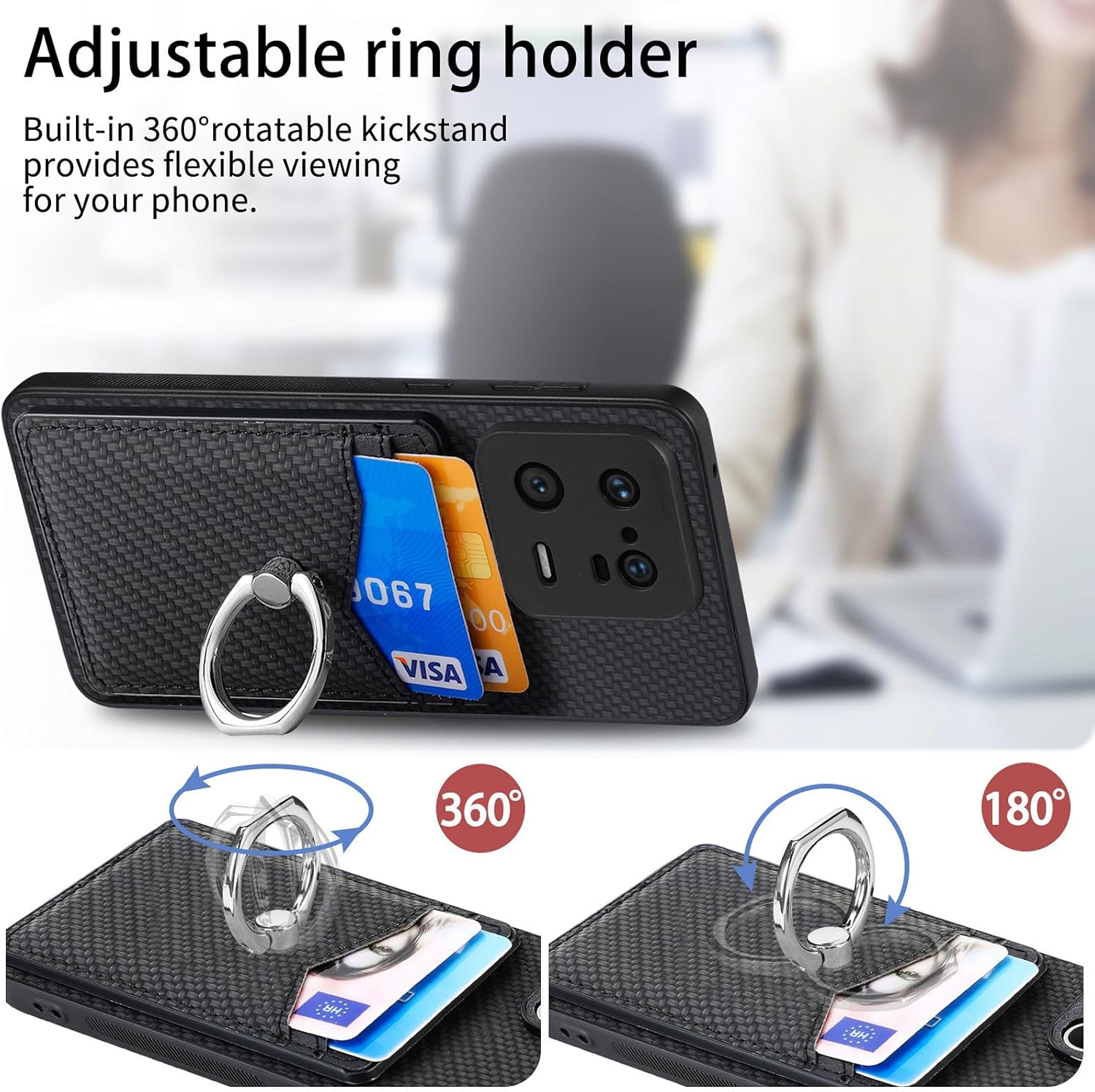Asuwish Funda de teléfono para Xiaomi 13 Pro Wallet Cover con protector de pantalla de vidrio templado y soporte de anillo delgado soporte para