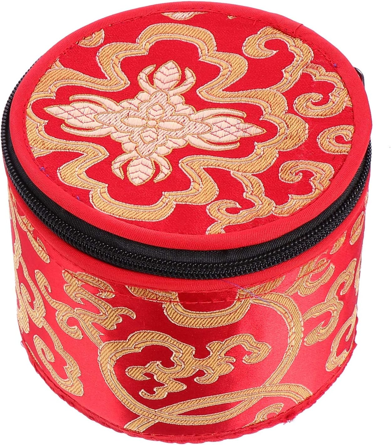 Bolsa tibetana con cremallera para cuenco de meditación budista, soporte portátil de viaje al aire libre, caja de almacenamiento de 4.7 x 3.7 in
