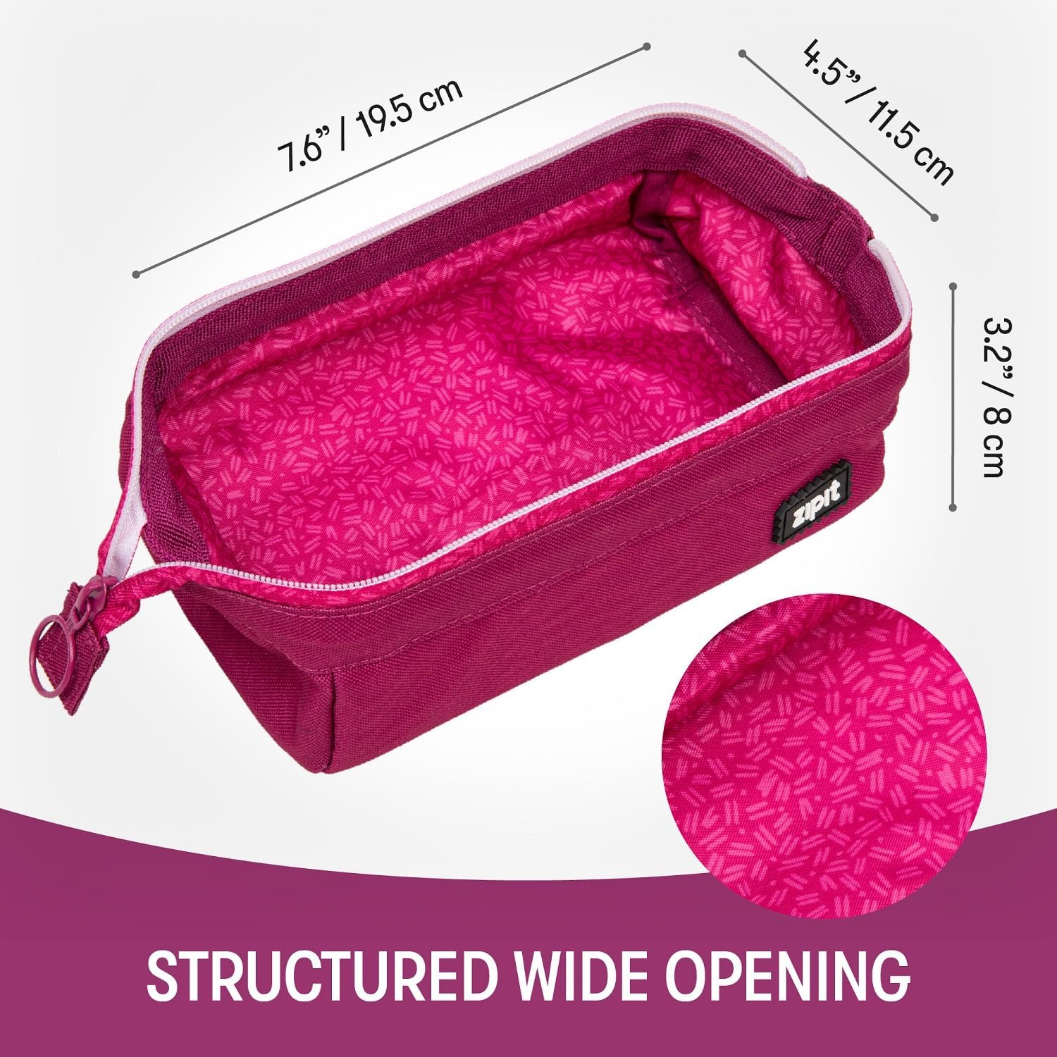ZIPIT Lenny – Estuche para lápices para niñas, estuche de gran capacidad, estuche para lápices para la escuela, la universidad y la oficina (rosa)