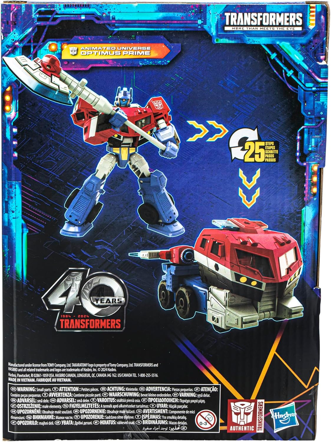 Transformers Legacy United Voyager Class Animated Universe Optimus Prime, figura de acción de conversión de 7 pulgadas, 8+