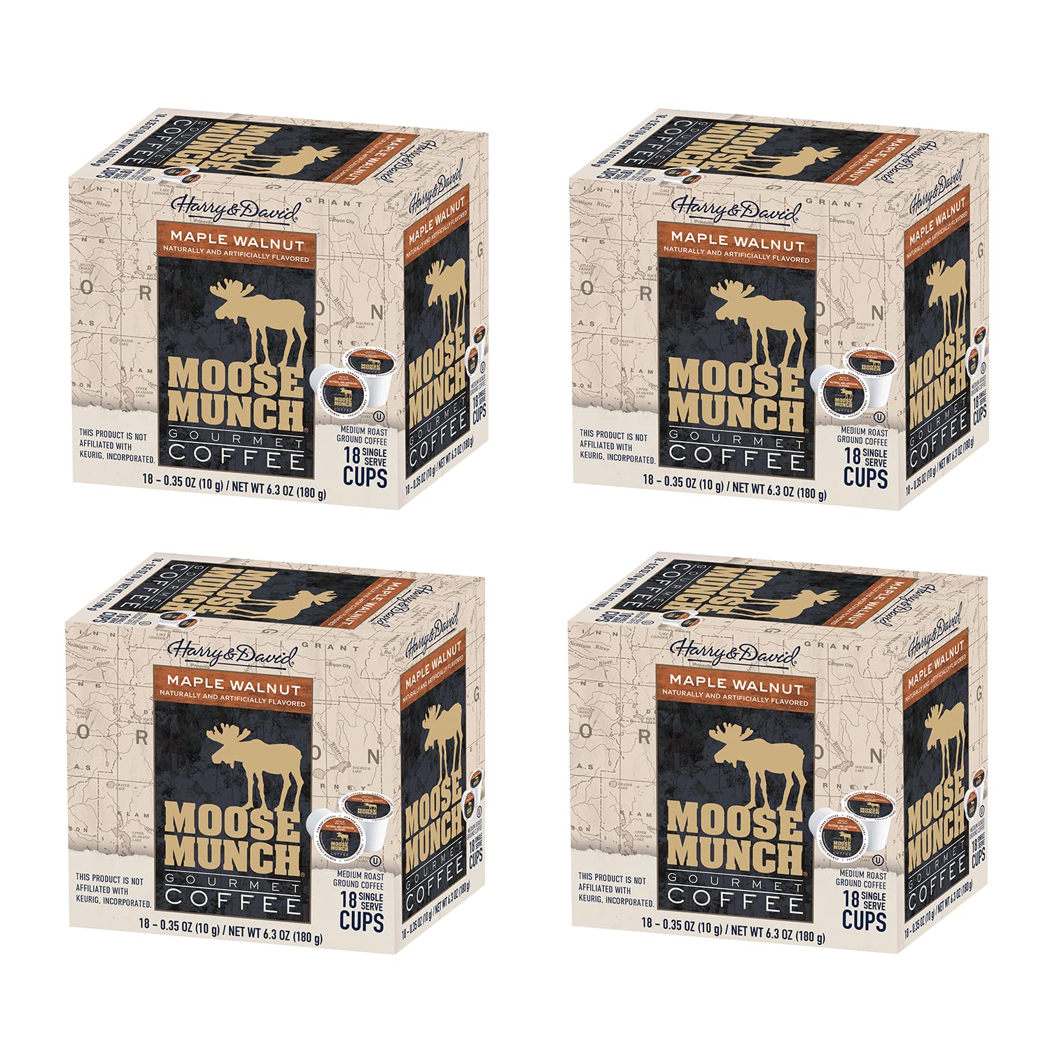 Moose Munch Café de porción individual de Harry & David, cajas de 418 unidades (72 unidades) (nuez de arcea) tostado medio