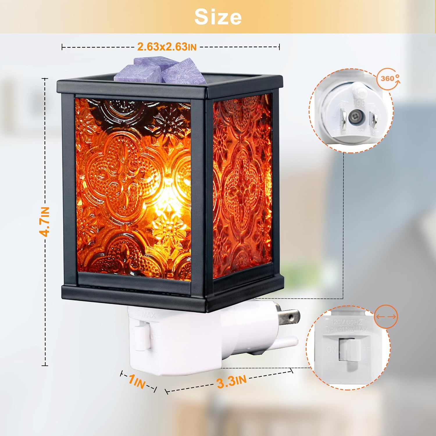 CVHOMEDECO. Calentador eléctrico marroquí de cera derretida, calentador de velas decorativo para velas perfumadas, cera derretida, tartas y aceites