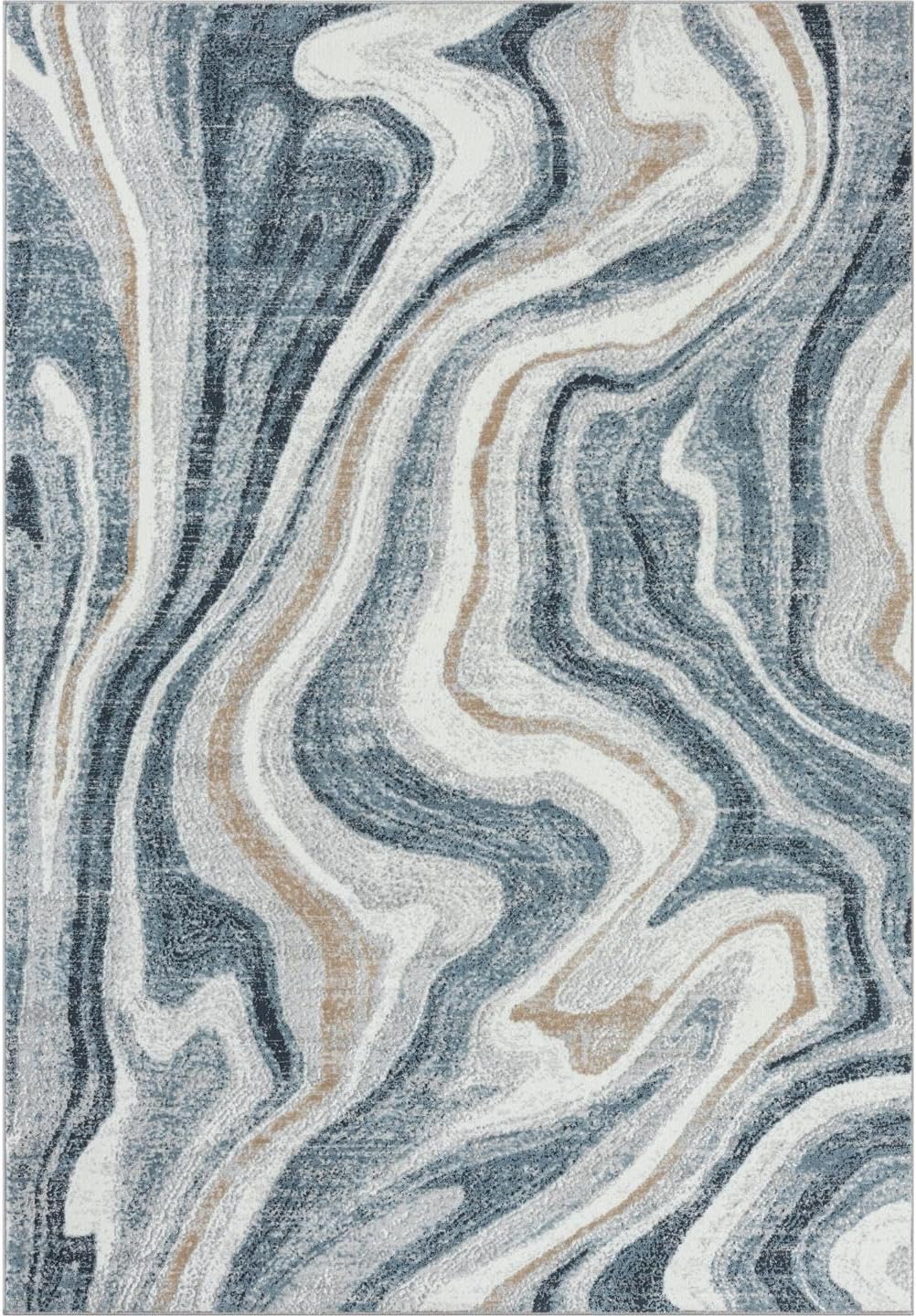 LUXE WEAVERS Alfombra de área azul 8×10 con diseño de mármol