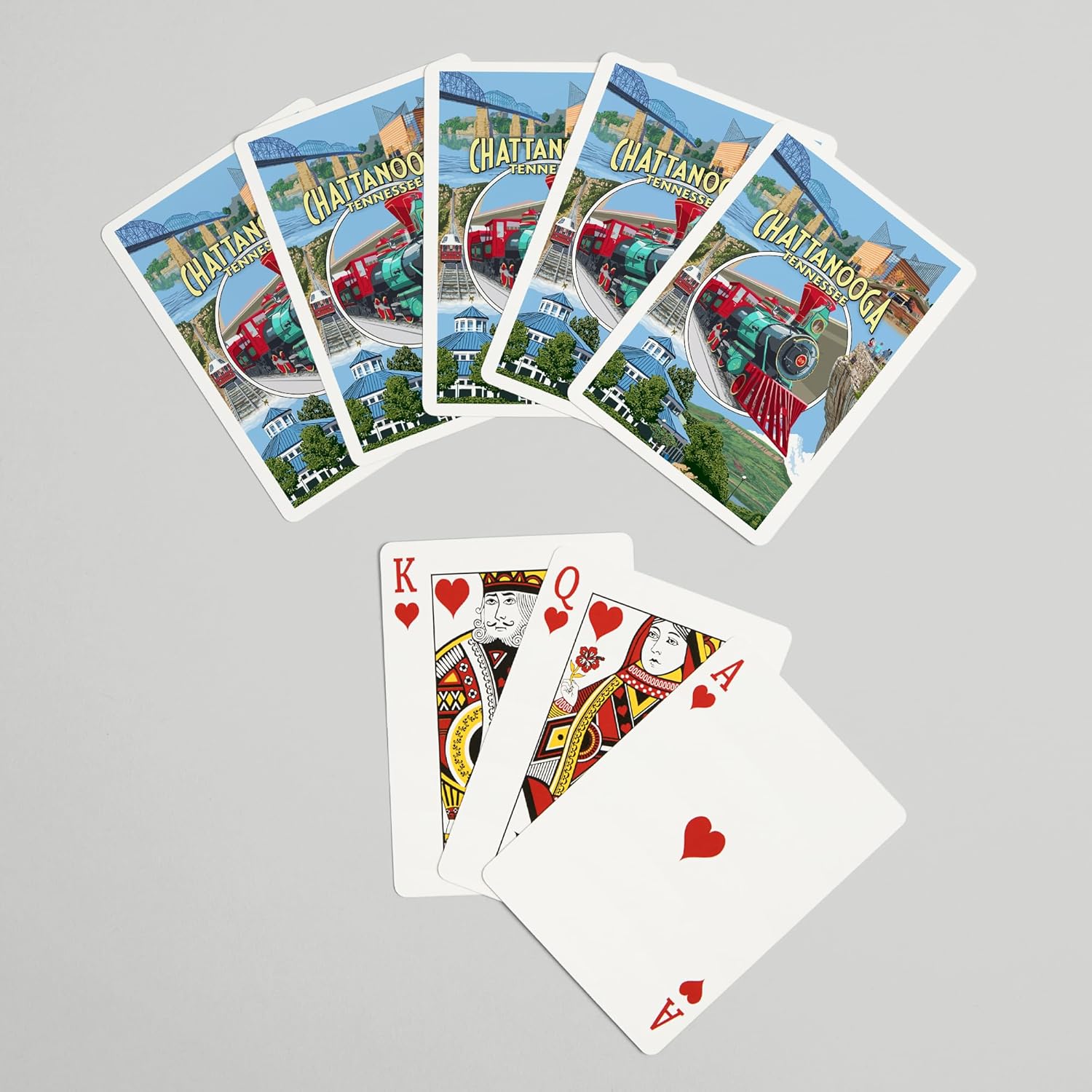 Lantern Press Chattanooga, Tennessee, escenas de montaje (52 cartas de juego, baraja de cartas de tamaño póquer con comodines)