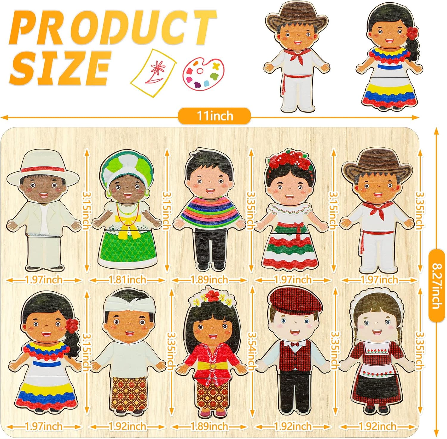 Rompecabezas multiculturales de madera para niños, rompecabezas intercambiables para vestir diversidad, rompecabezas de madera para preescolar