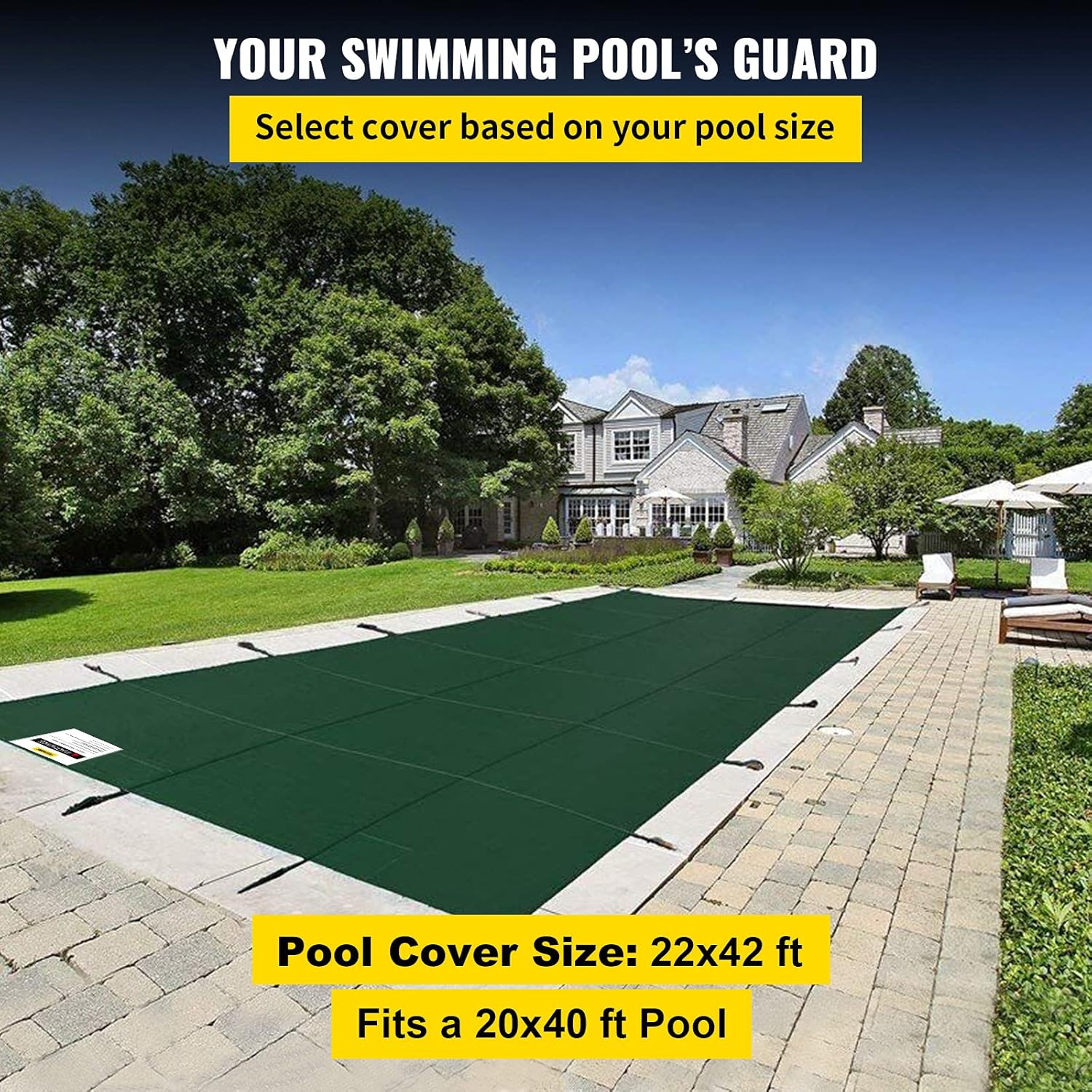 Happybuy – Cubierta de seguridad para alberca rectangular de 14 x 26 pies  4.26 x 7.92 metros, cubierta de seguridad para alberca de malla verde,