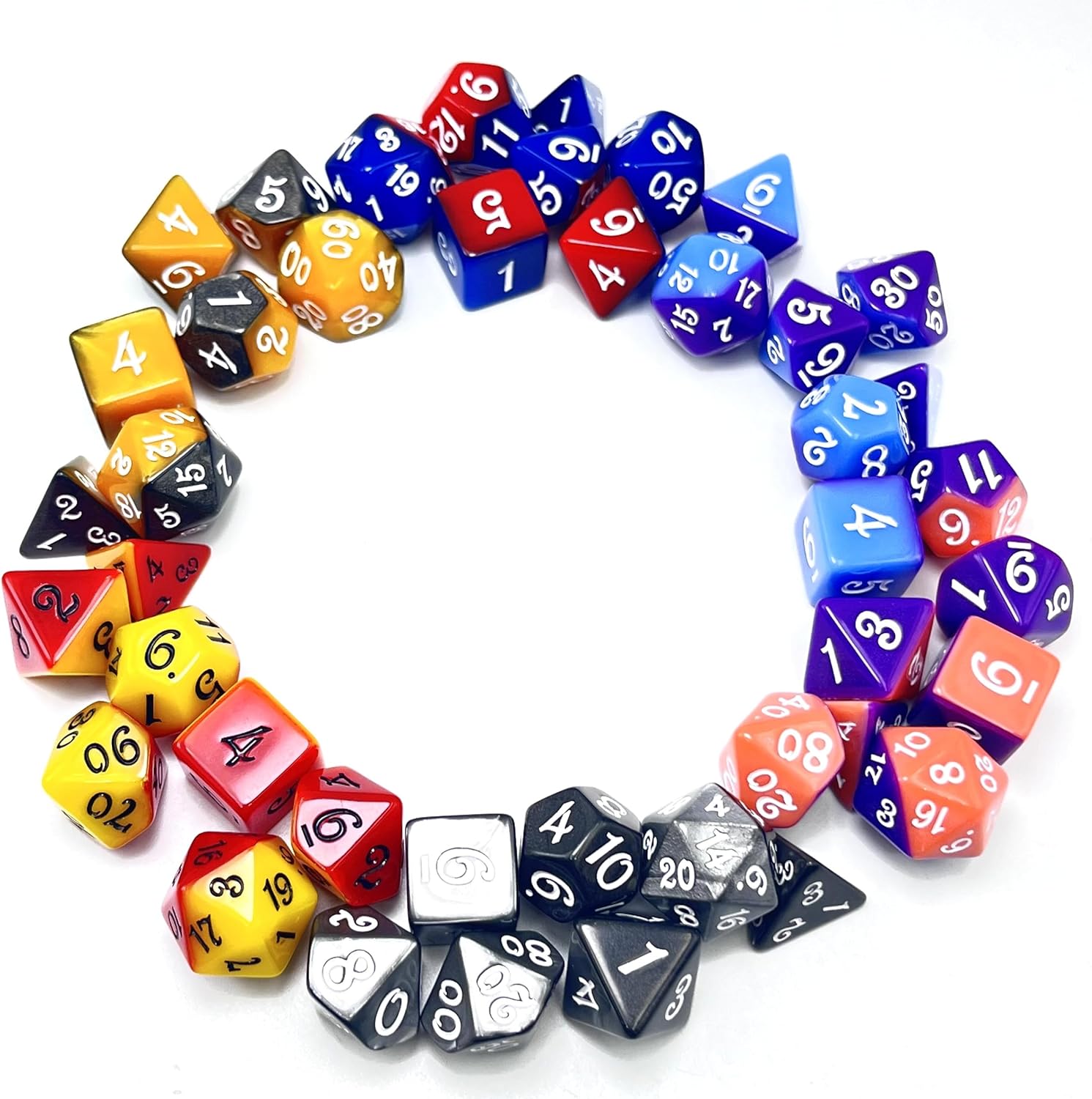 DND Juego de dados poliédricos  IDTQ Dungeons and Dragons Purple Dice Set RPG MTG Juegos de mesa 6 juegos D4 D6 D8 D10 D12 D20