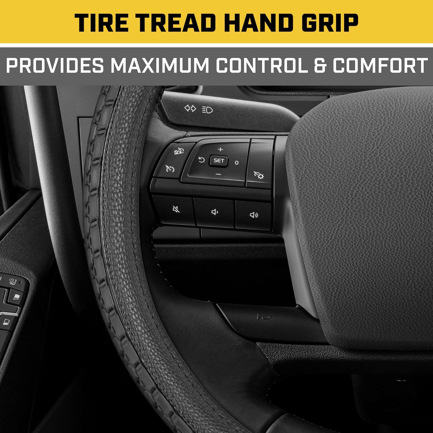 Cat DuraGrip – Funda para volante de automóvil, tamaño extra grande de 18 pulgadas, diseño de agarre de tracción inspirado en la banda de rodadura