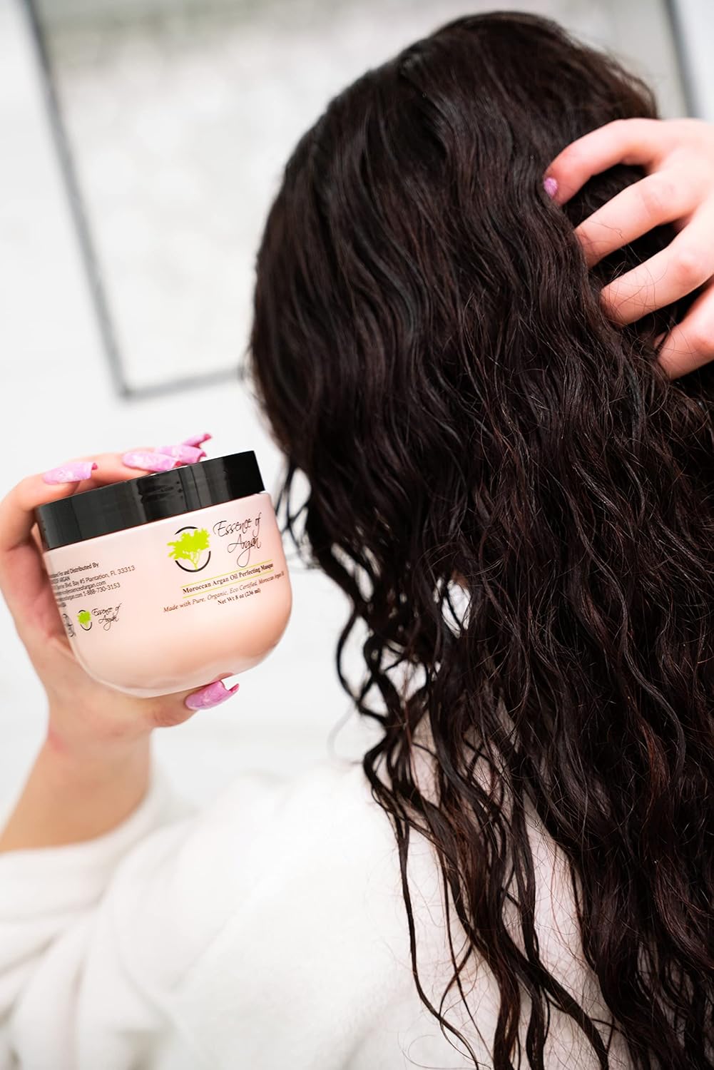 Essence Of Argan Mascarilla renovadora para el cabello con infusión de aceite de argán orgánico marroquí 100% puro, mascarilla hidratante para todo