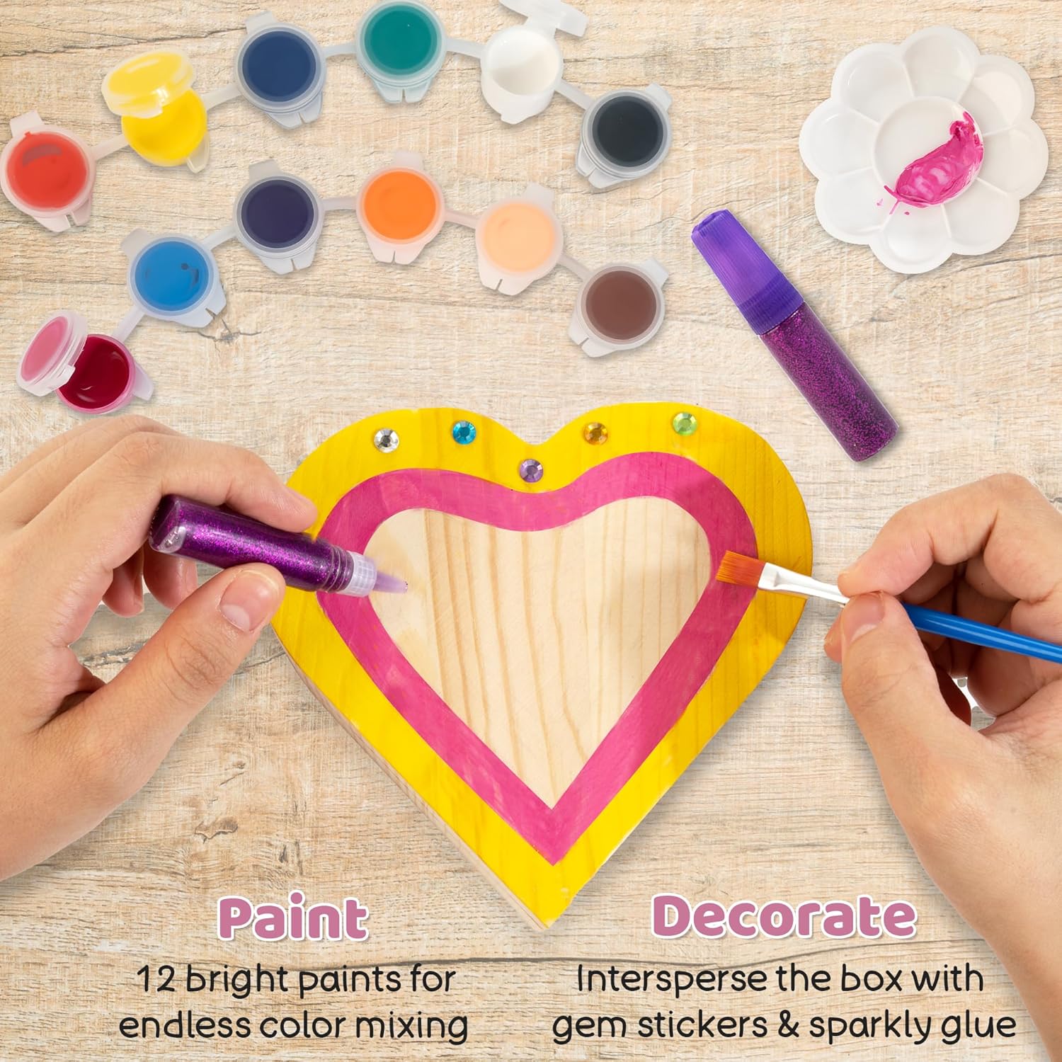Pinta tu propia caja de joyería de madera artes y manualidades para niños de 4 a 6 años, kits de pintura de caja del tesoro de bricolaje, regalo