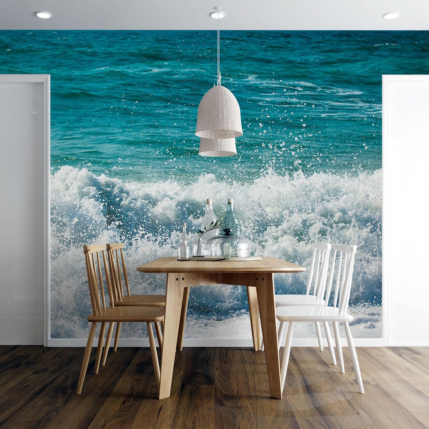 3D Ocean Waves A1094 Wall Paper Print Decal Deco Wall Mural Self-Adhesive Wallpaper AJ US Amy 2023 July (Wovenpaper No Glue, 82x58208x146cm(WxH))