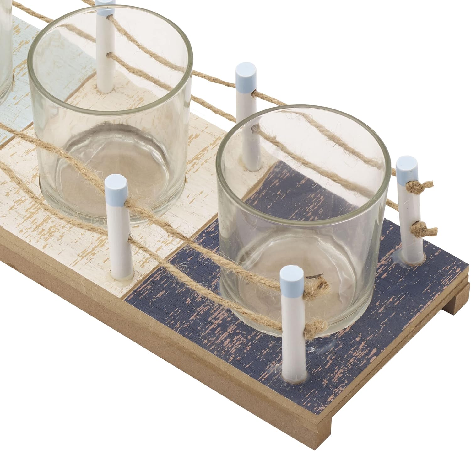 Elements 12.6×4.53×3.94 pulgadas 3 luz vidrio y MDF Tealight lineal