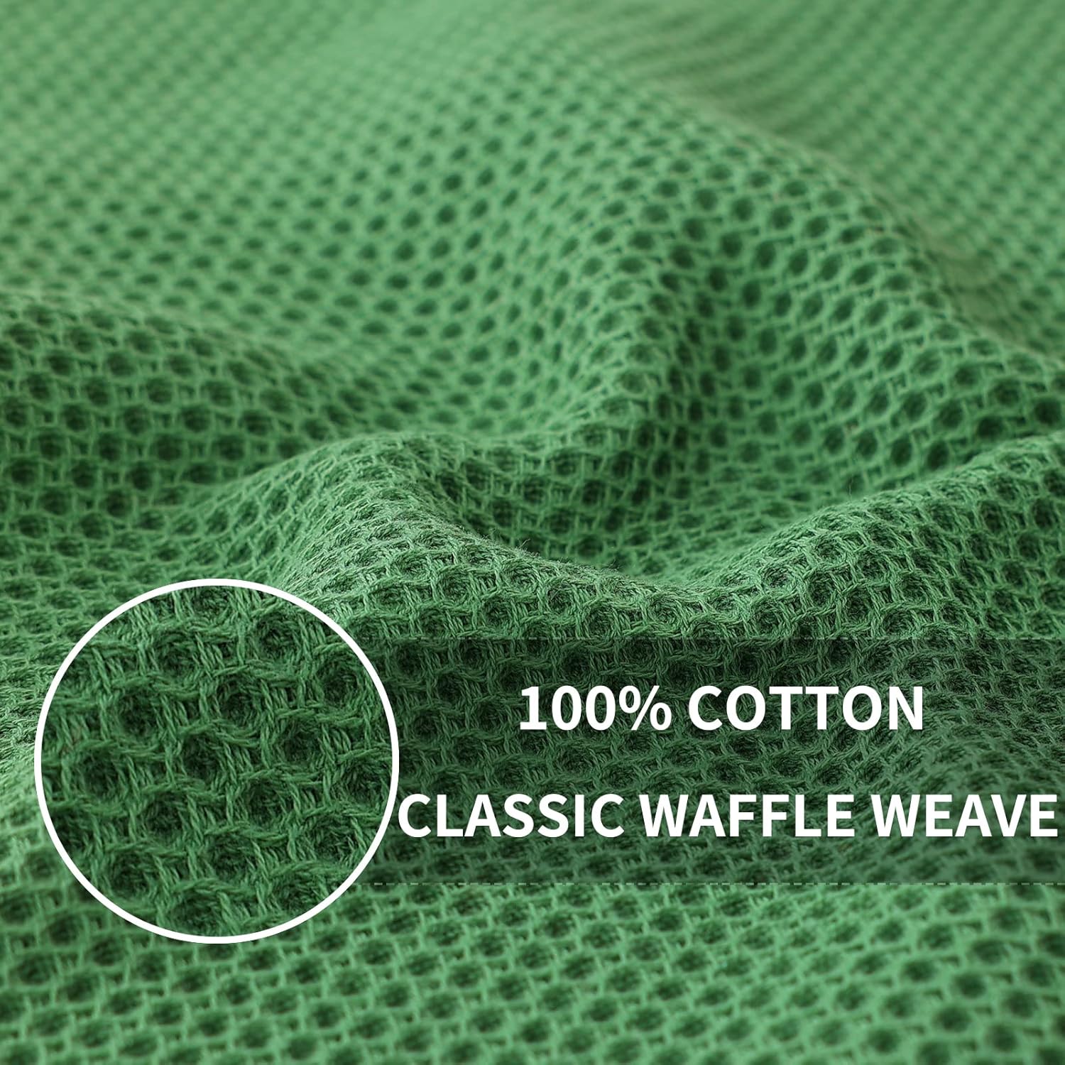 Homaxy Paños de cocina de 100% algodón con tejido de gofre, ultra suaves, absorbentes, de secado rápido, 12 x 12 pulgadas, paquete de 12, verde