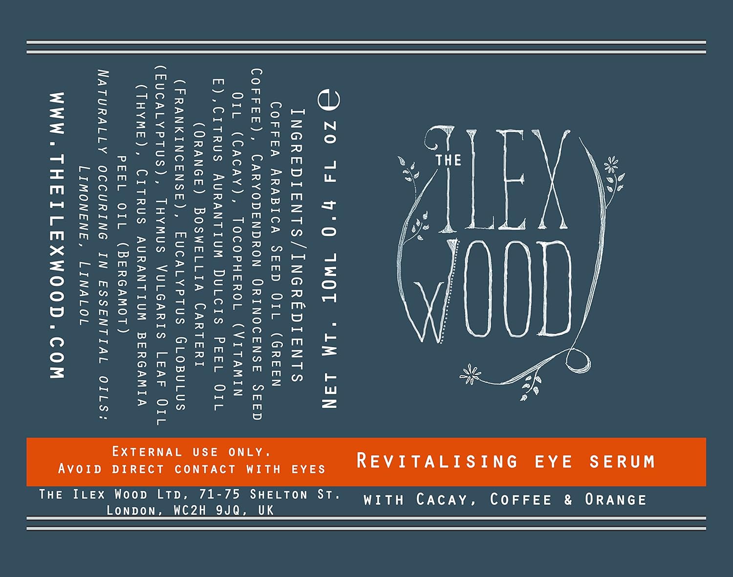 Revitalising Eye Serum with Cacay, Coffee and Orange – 10ml. An all-natural vegan anti-ageing eye serum from Cacay Oil, Green Coffee Arabica Oil