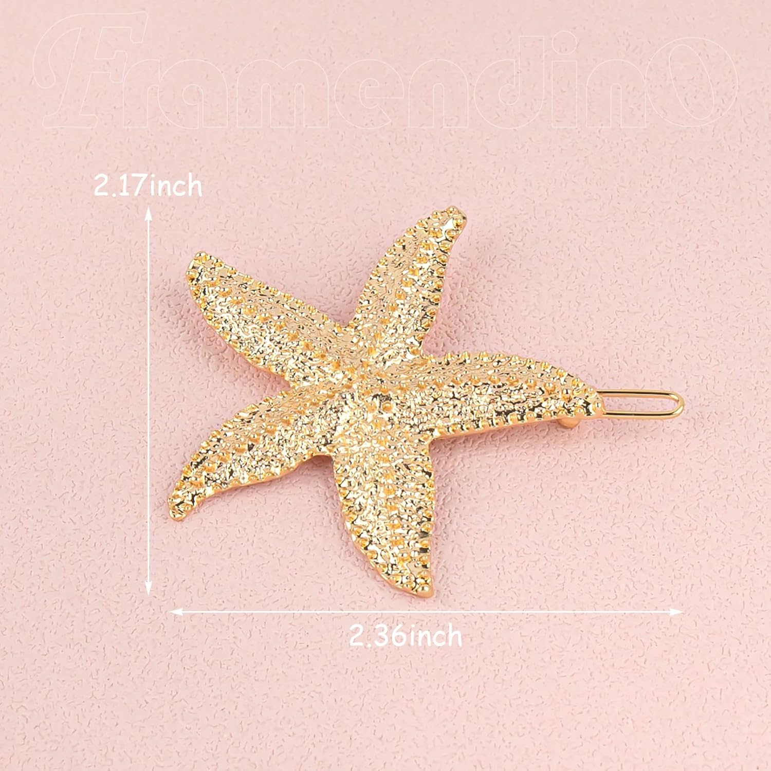 Framendino, Paquete de 8 pinzas para el cabello de estrella de mar, horquilla de sirena para mujeres y niñas, color dorado