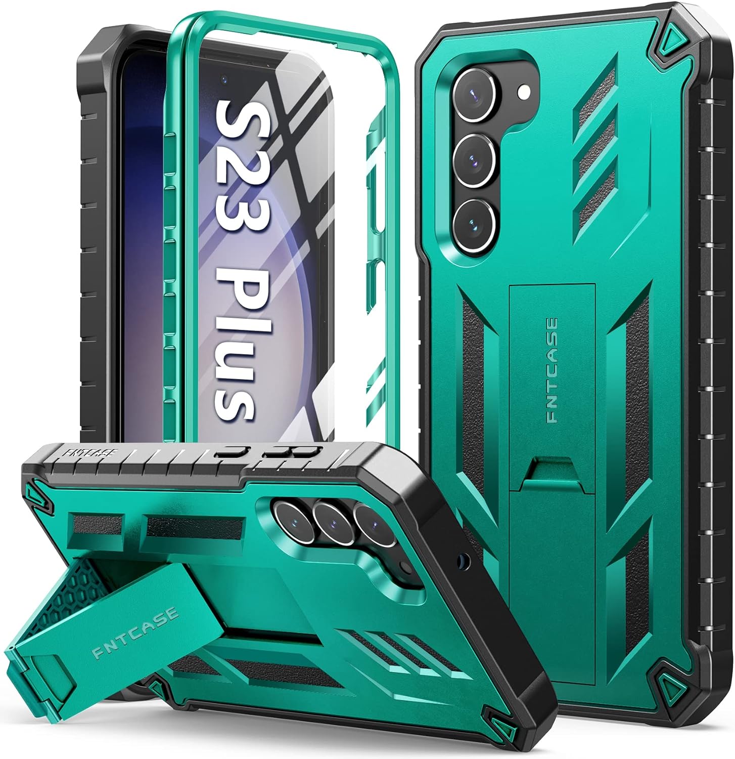 FNTCASE Funda para Samsung Galaxy S23+Plus funda protectora texturizada de doble capa y carcasa de TPU resistente con soporte  Protección contra