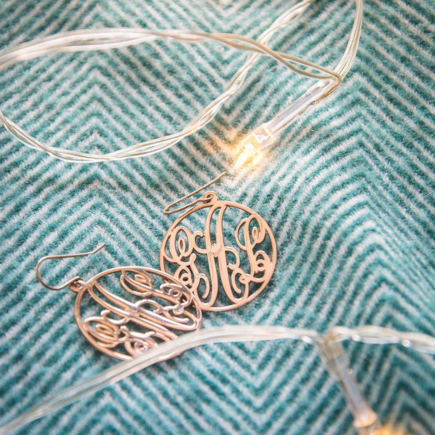 Personalized Monogram Earrings – Sterling Silver Hoop Earrings – Hypoallergenic Earrings Gold – 3 Initials Earrings for Women – Gift for Her