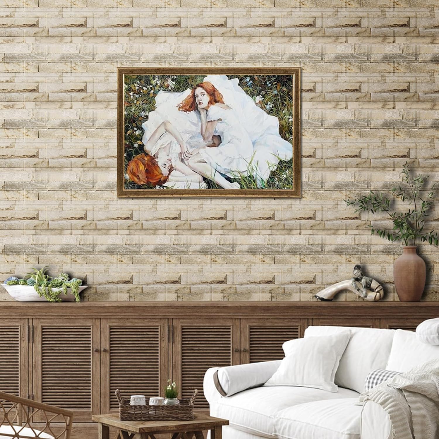 WAPANE Papel tapiz de ladrillo 3D, 40 paneles de pared 3D autoadhesivos, papel tapiz extraíble, impermeable, espuma de polietileno, pintable, para
