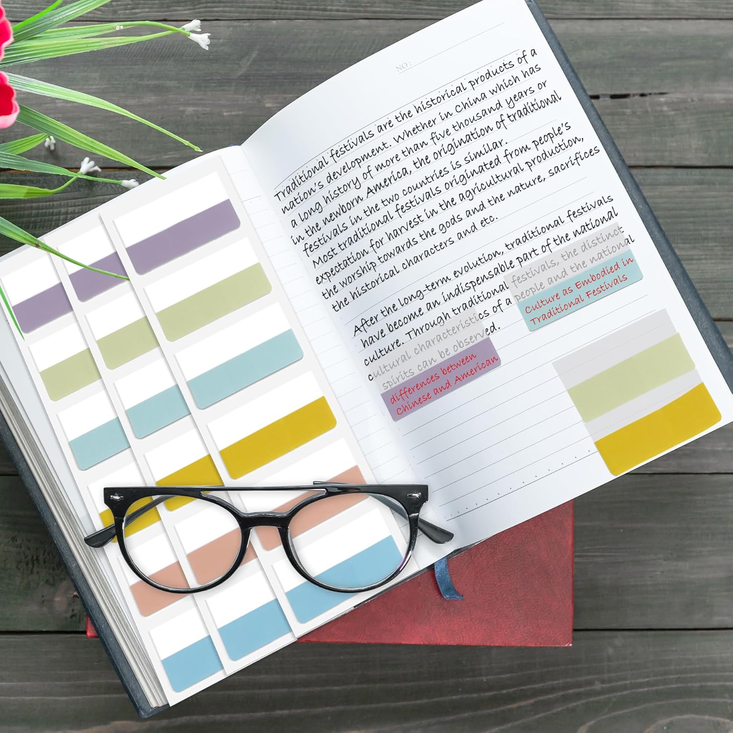 360 pestañas adhesivas de color para cuadernos de 1.8 pulgadas, pestañas de anotación para escritura, pestañas de página reposicionables, marcadores