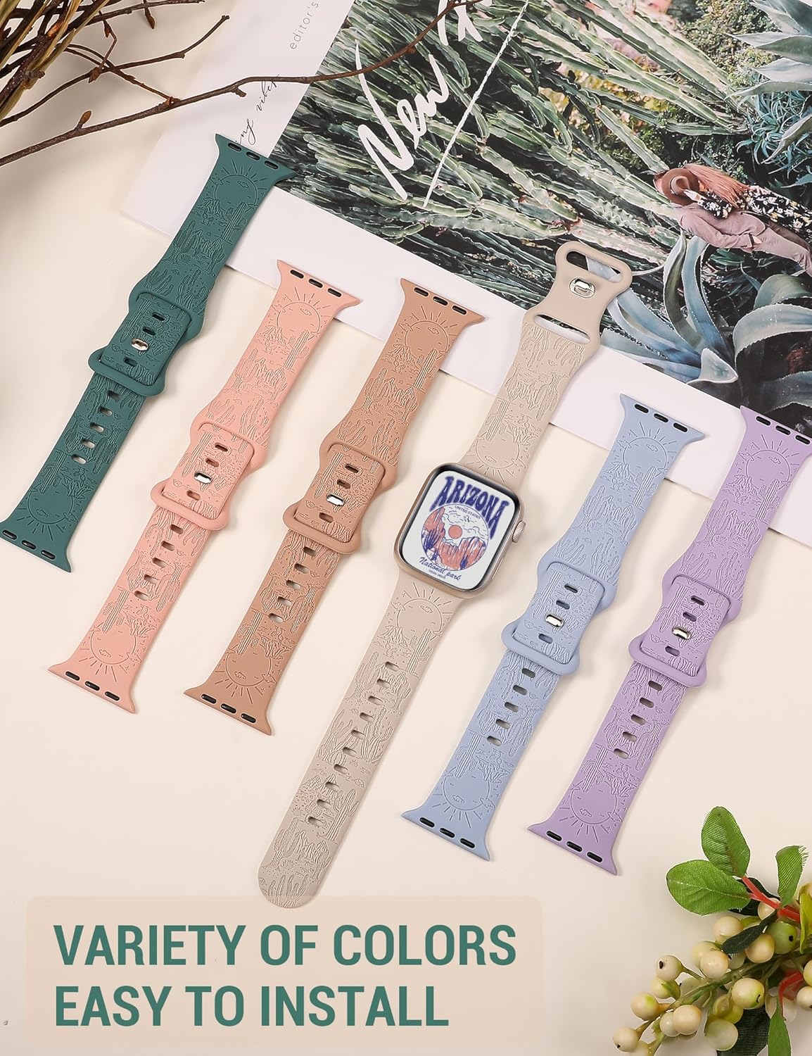 TOYOUTHS Compatible con Apple Watch Band Western Cowgirl Cowboy Cactus bonita correa deportiva para iWatch Ultra 12 (1.732 pulgadas), Series 987