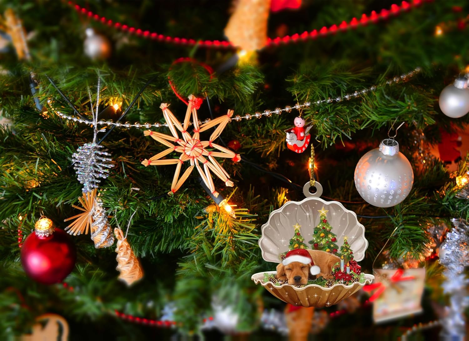 Adornos de perro para árbol de Navidad, lindas decoraciones de imagen de perro, regalos conmemorativos para mascotas para Navidad, divertidos
