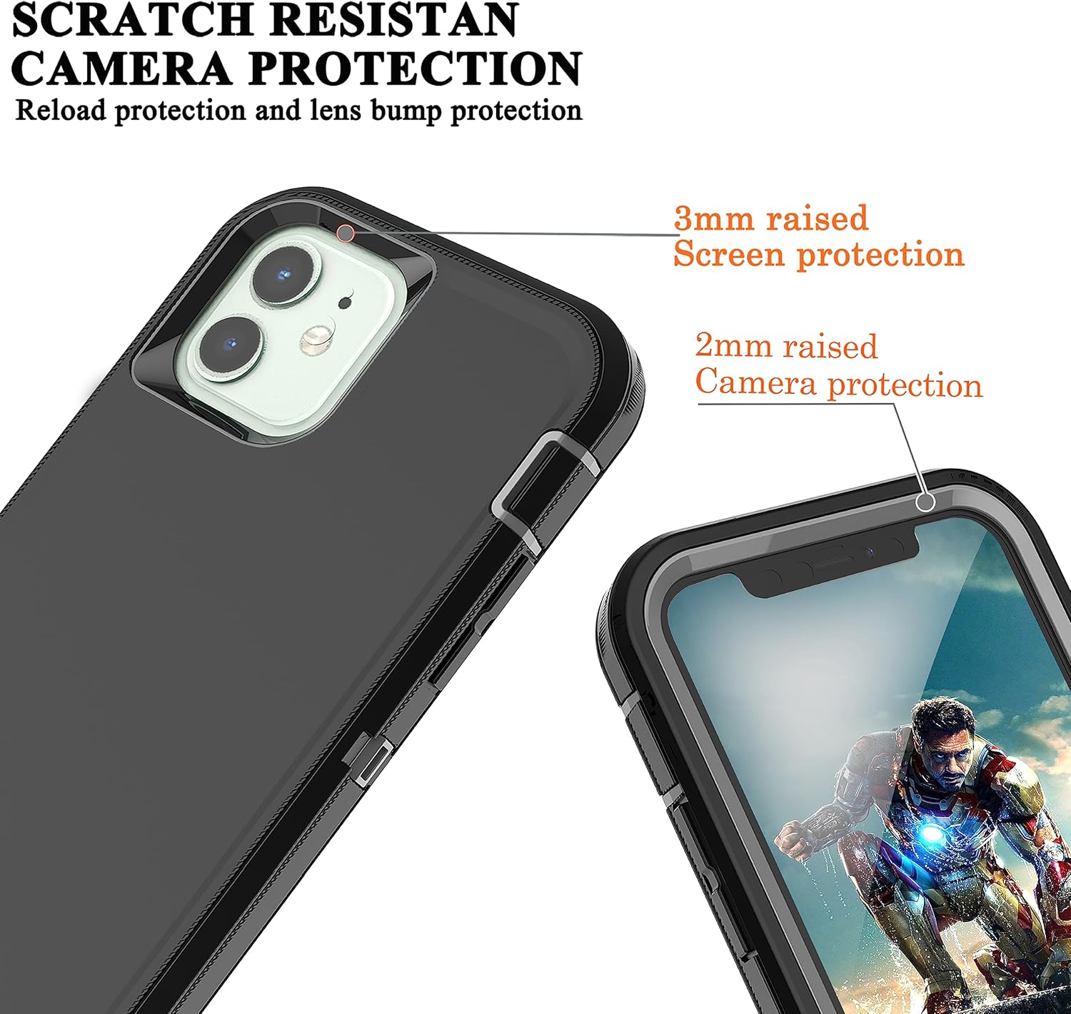 YmhxcY Funda para iPhone 12 y iPhone 12 Pro, a prueba de golpes, a prueba de caídas, a prueba de polvo, a prueba de caídas, 3 capas, duradera, funda