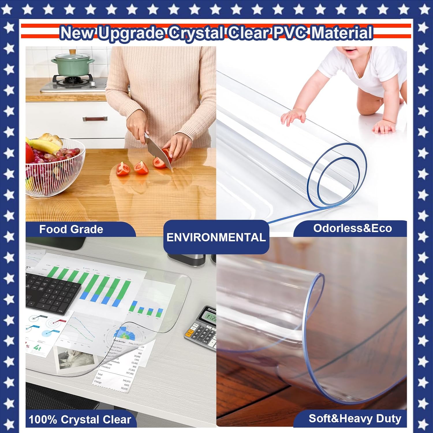Tapete redondo de 42 pulgadas para mesa de PVC, de vinilo transparente, de grado alimenticio, para cocina, habitación, bar, café, escritorio, tapete