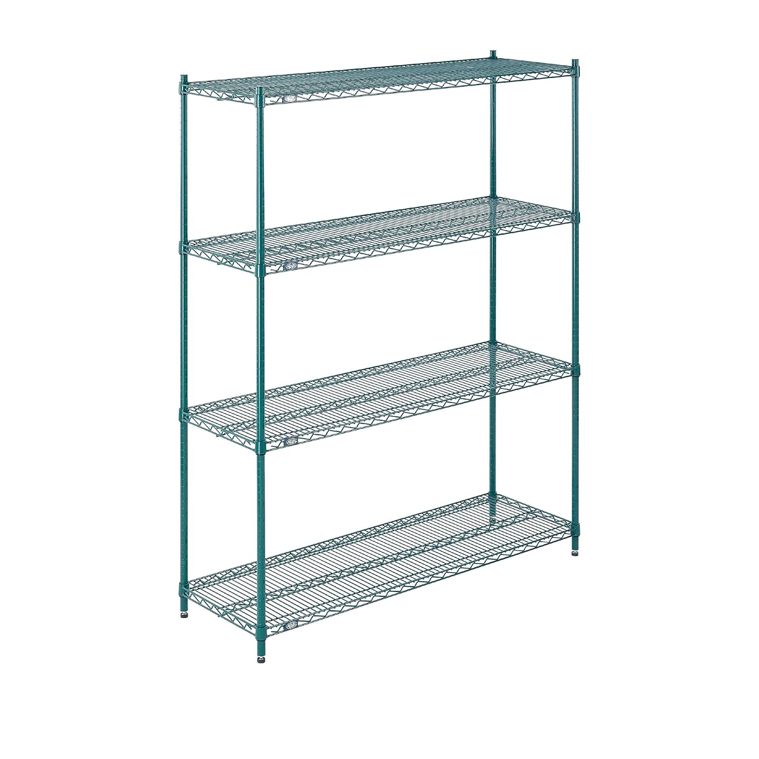 Nexel Estantería de alambre, epoxi verde, 54″ W X 18″ D X 74″ H