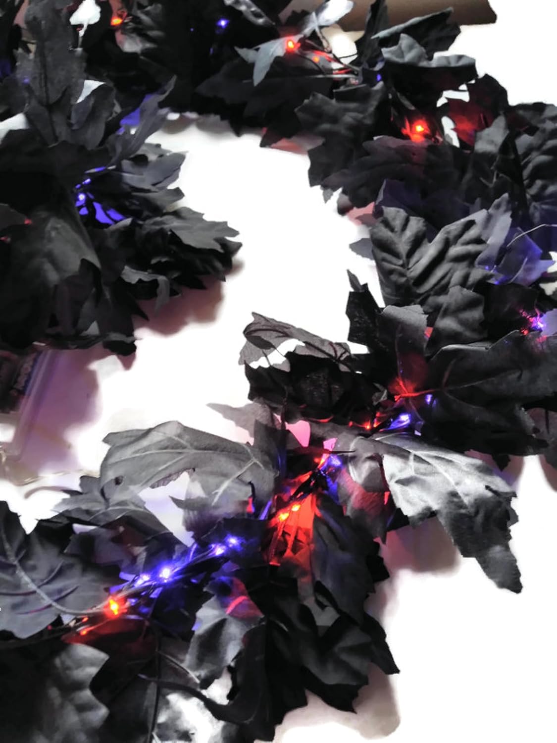 Black Halloween Lighted Garland 6ft Length with Pre Strung Purple and Orange LED Lights