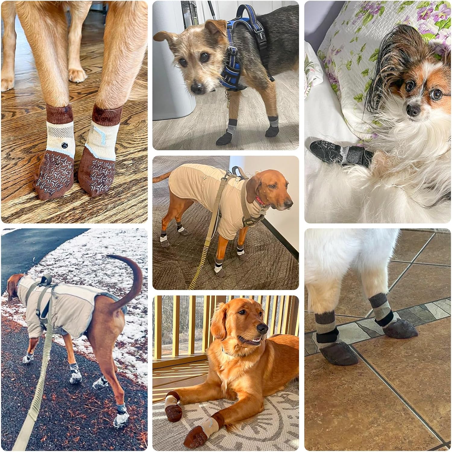 BEAUTYZOO Calcetines reflectantes antideslizantes para perros para evitar lamer las patas, zapatos de perro para suelos de madera dura en pavimentos