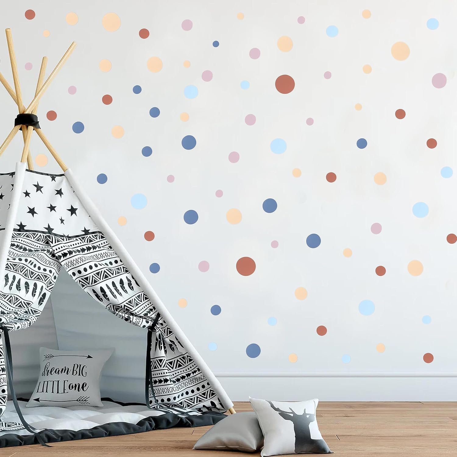 10 hojas de calcomanías de pared de lunares para dormitorio de niños, calcomanías de pared de lunares para habitación de bebé, calcomanías de pared