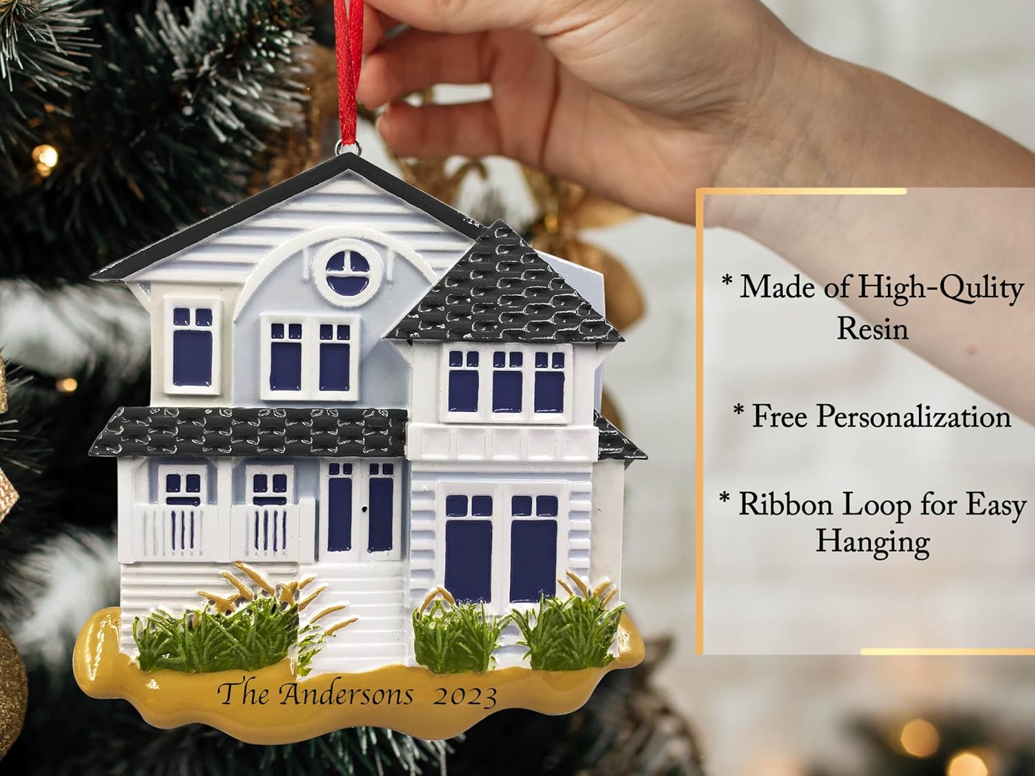 Adorno de Navidad personalizado para casa de playa 2023  Casa de vacaciones de verano con arena para árbol de Navidad  Nueva casa de playa con
