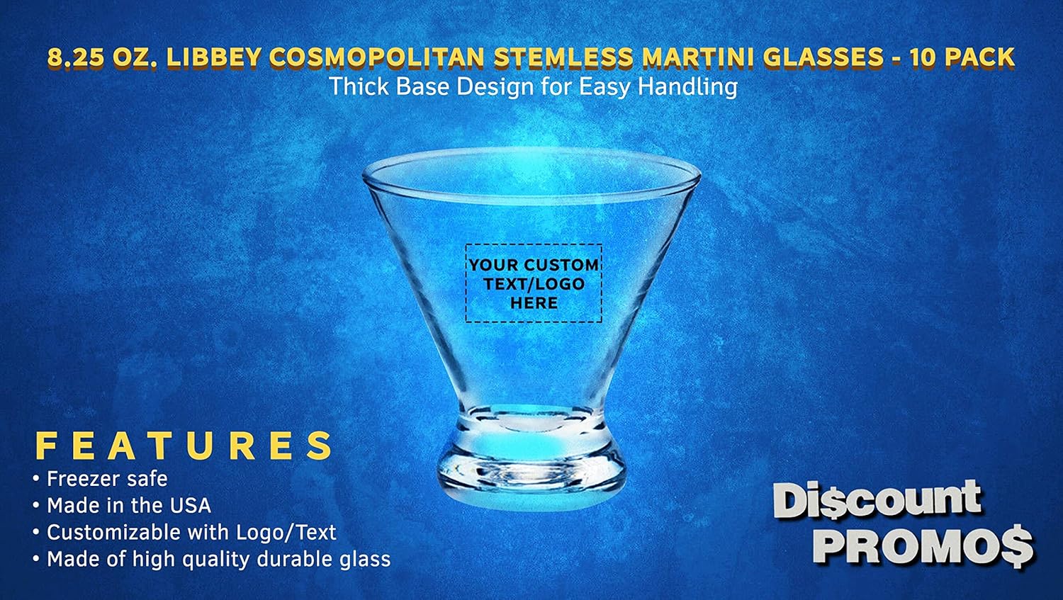 Libbey – Vasos de Martini personalizados de 8.25 onzas, juego de 10, paquete personalizado a granel, ideal para cócteles, recuerdos de boda,