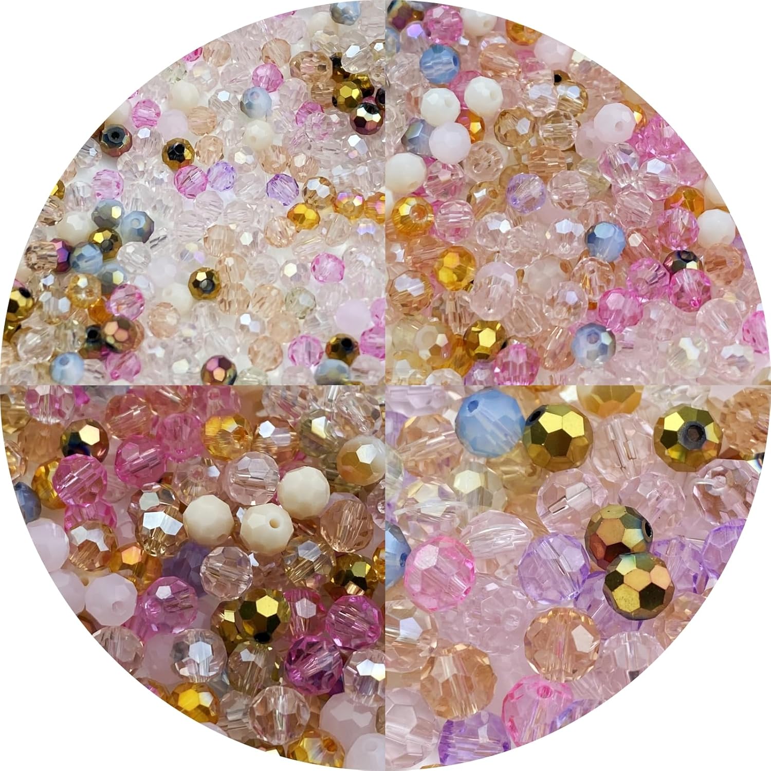 Xinhongo 550 cuentas redondas de cristal de 0.118, 0.115, 0.231, 0.315 y 0.315 pulgadas, cuentas redondas facetadas espaciadoras para hacer joyas,