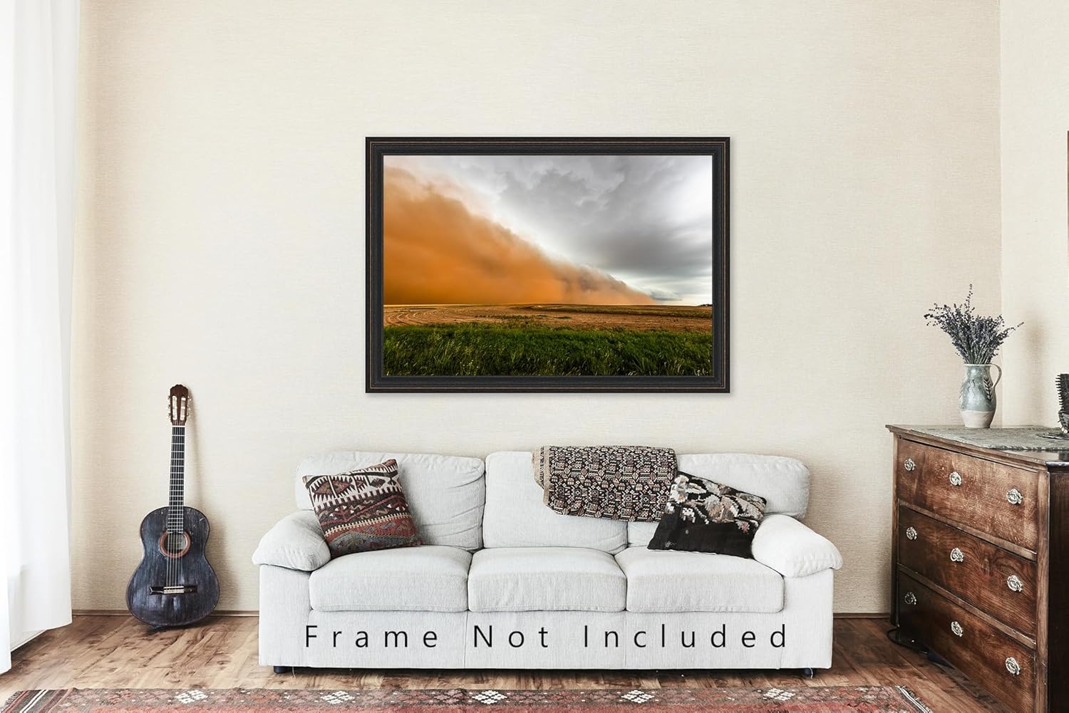 Haboob Photography Print (Not Framed) Picture of Dust Storm Sweeping Over Field on Stormy Spring Day in Texas Weather Wall Art Nature Decor (8″ x