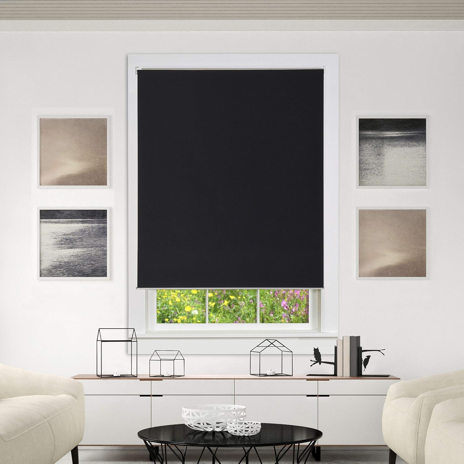 ALLBRIGHT – Persianas de vinilo enrollables clásicas para dormitorio. Bloquean la luz por completo