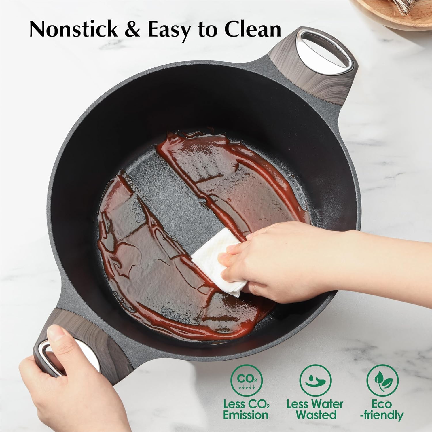 SENSARTE Juego de 4 utensilios de cocina antiadherentes, ollas y sartenes, sartén de 1.5 cuartos de galón con tapa y olla de 4.5 cuartos de galón,