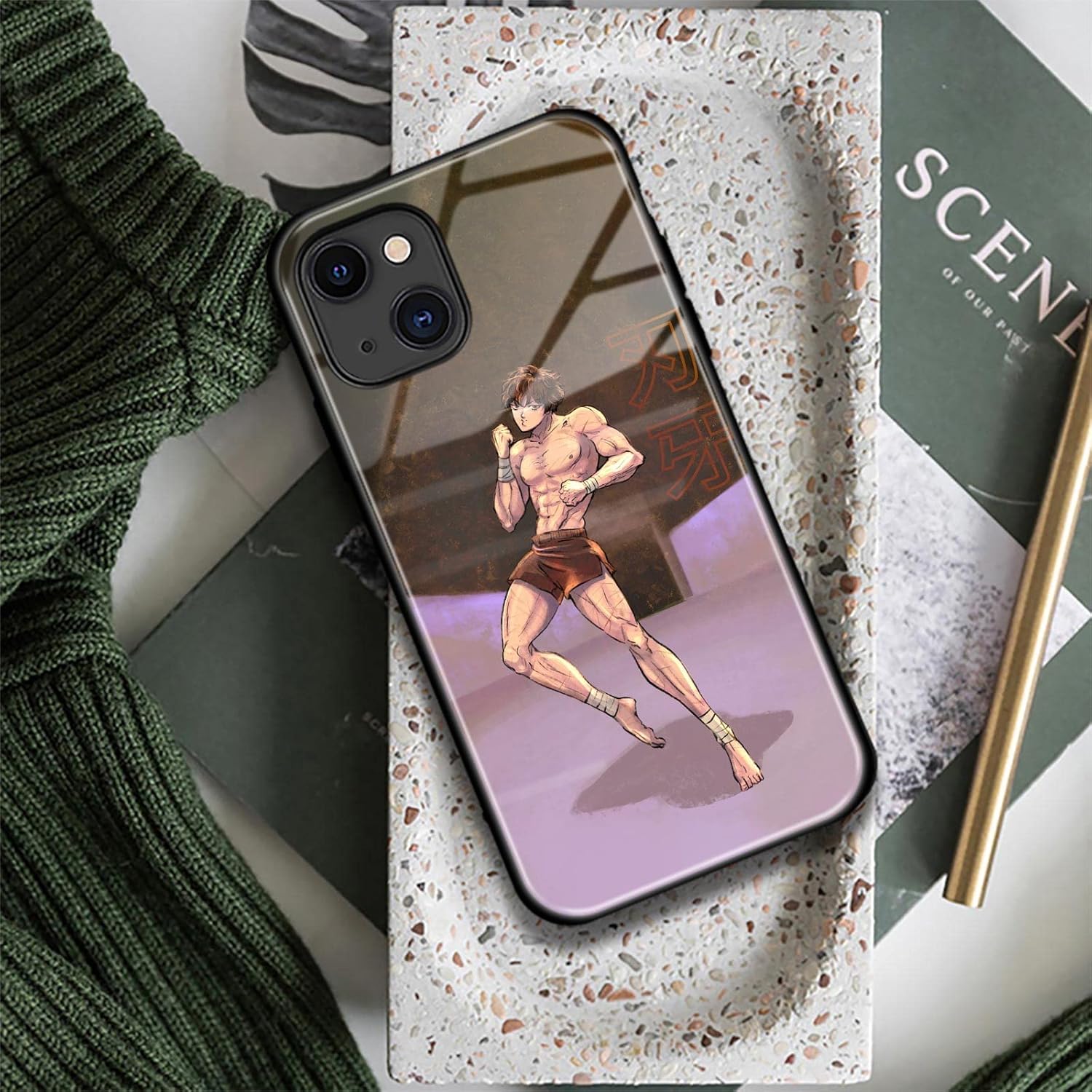 Funda protectora para teléfono celular con diseño de manga de anime japonés antideslizante y brillante (para iPhone 11 Pro Max, Baki Hanma)