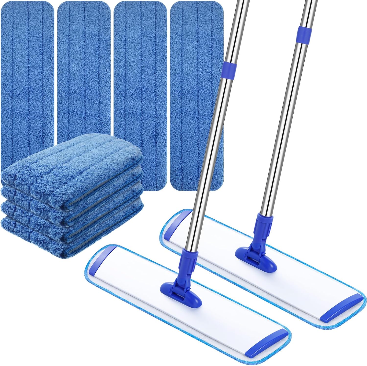 Juego de 2 trapeadores de microfibra de 18 pulgadas, trapeador plano para suelos de madera dura, trapeador comercial a granel para mopa húmeda y