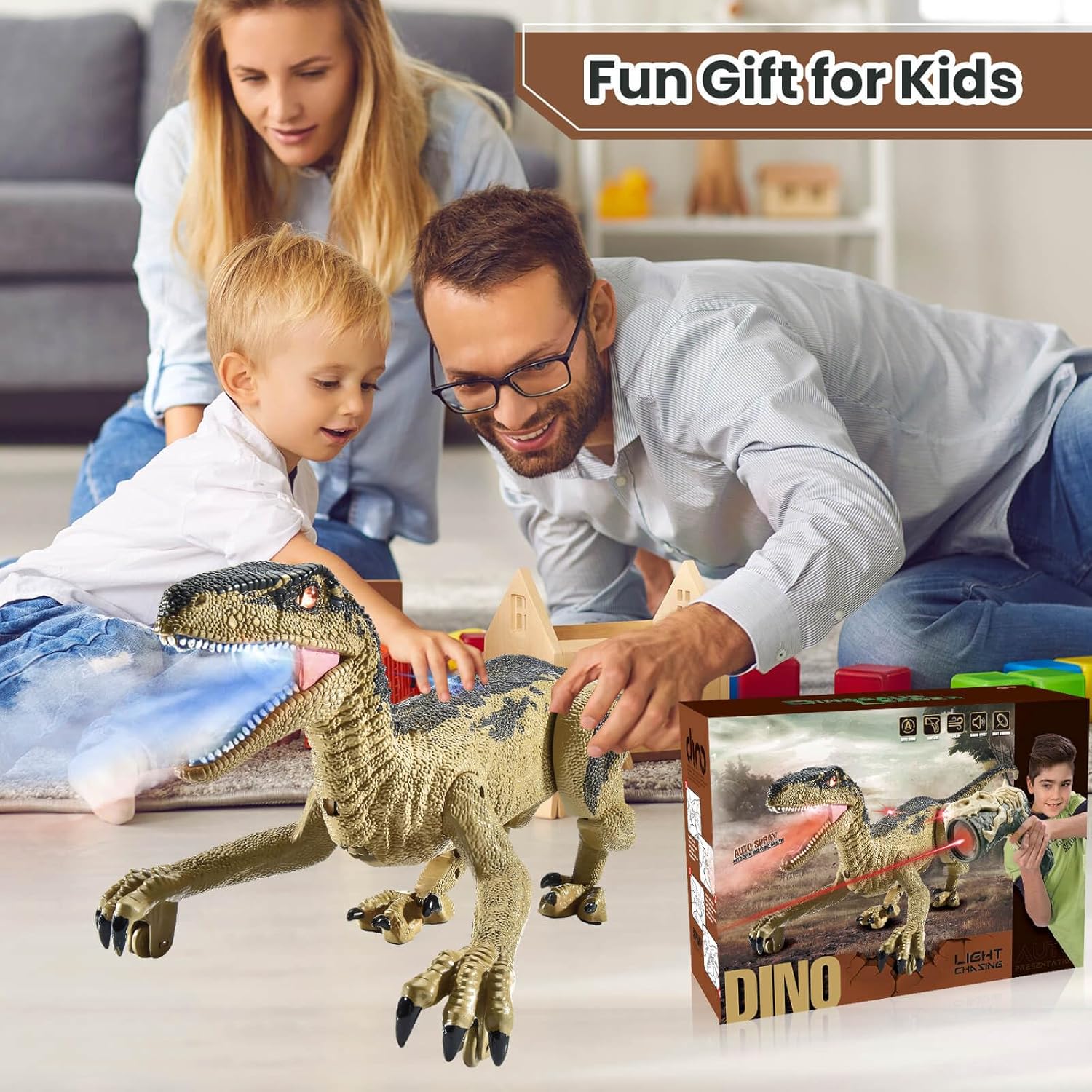 Juguetes de dinosaurio a control remoto para niños de 3, 4, 5, 6, 7, 8 años, dinosaurios para niños de 4 a 7 años, juguete de control remoto de