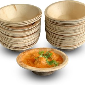 Raj Cuencos desechables de hoja de palma (50 unidades, cuencos de 5 pulgadas) cuencos fuertes como cuencos de bambú para fiesta, vajilla decorativa Raj Cuencos desechables de hoja de palma (50 unidades, cuencos de 5 pulgadas) cuencos fuertes como cuencos de bambú para fiesta, vajilla decorativa