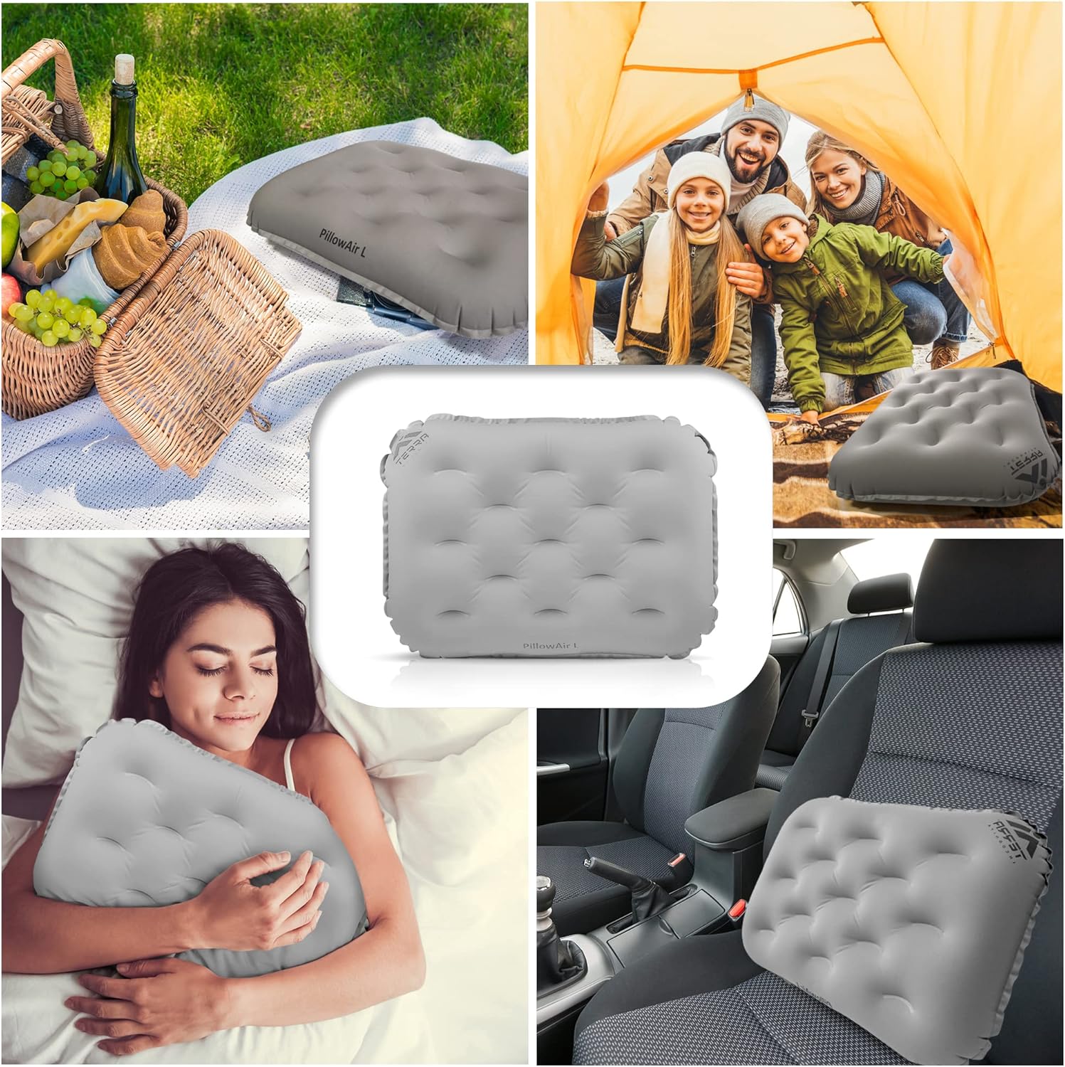 Terra Incognita Almohada inflable compacta en una funda – Almohada ultraligera para acampar y viajar – Cómoda almohada inflable para relajarse –